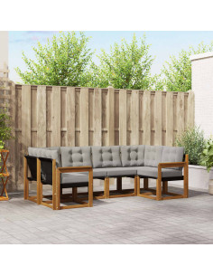 Set di divani con cuscino 6 pcs Grigio Naturale e Chiaro