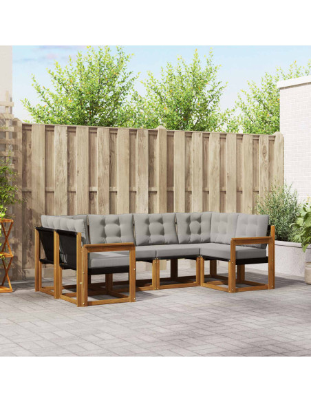 Set di divani con cuscino 6 pcs Grigio Naturale e Chiaro