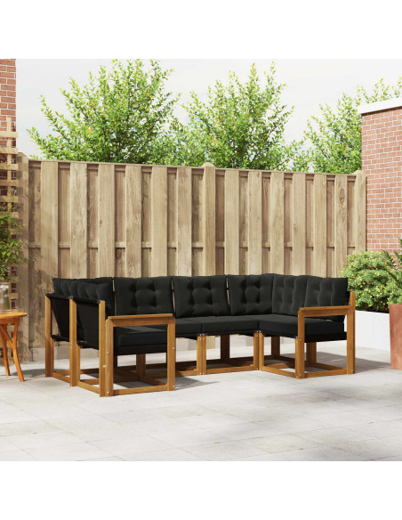 Set di divani con cuscino 6 pcs Naturale e Nero