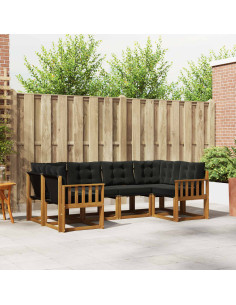 Set di divani con cuscino 6 pcs Naturale e Nero