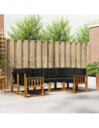Set di divani con cuscino 6 pcs Naturale e Nero