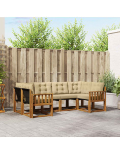 Set di divani con cuscino 6 pcs Naturale e Beige