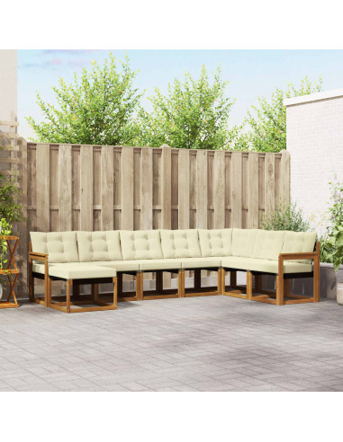 Set di divani con cuscino 8 pcs Naturale e Crema