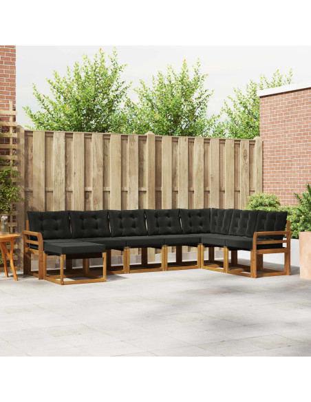 Set di divani con cuscino 8 pcs Naturale e Nero