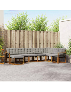 Set di divani con cuscino 8 pcs Grigio Naturale e Chiaro