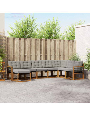Set di divani con cuscino 8 pcs Grigio Naturale e Chiaro