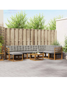 Set di divani con cuscino 9 pcs Grigio Naturale e Chiaro