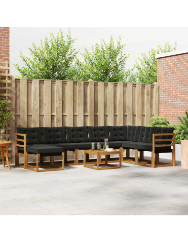 Set di divani con cuscino 9 pcs Naturale e Nero
