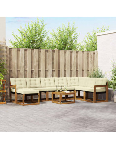 Set di divani con cuscino 9 pcs Naturale e Crema