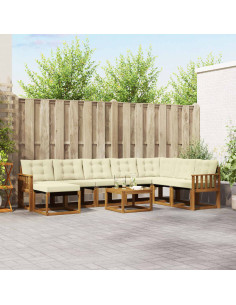 Set di divani con cuscino 9 pcs Naturale e Crema