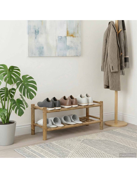 Scarpiera con lo scaffale Naturale 68 x 28 x 30 cm Bambù