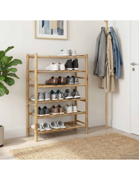 Scarpiera con lo scaffale Naturale 68 x 28 x 96 cm Bambù