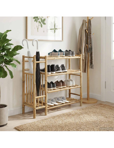 Scarpiera con lo scaffale Naturale 88 x 27 x 80 cm Bambù