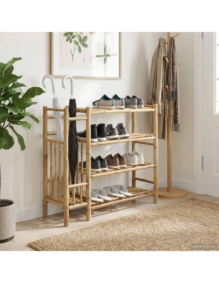 Scarpiera con lo scaffale Naturale 88 x 27 x 80 cm Bambù