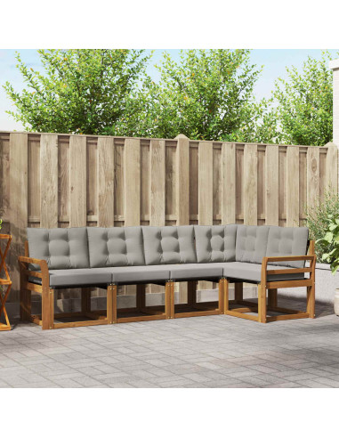 Set di divani con cuscino 5 pcs Grigio Naturale e Chiaro