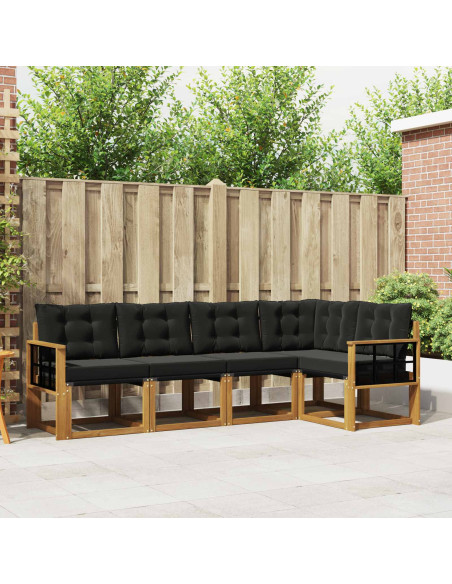 Set di divani con cuscino 5 pcs Naturale e Nero