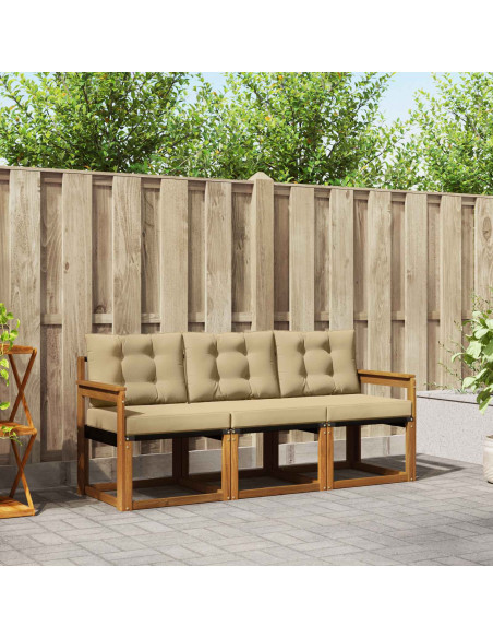 Set di divani con cuscino 3 pcs Naturale e Beige