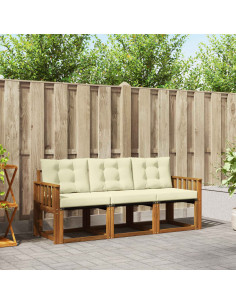 Set di divani con cuscino 3 pcs Naturale e Crema