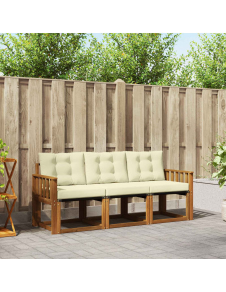 Set di divani con cuscino 3 pcs Naturale e Crema