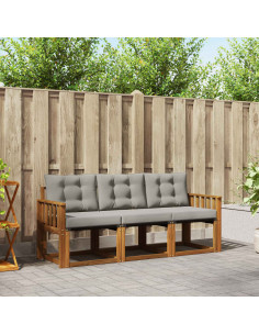 Set di divani con cuscino 3 pcs Grigio Naturale e Chiaro