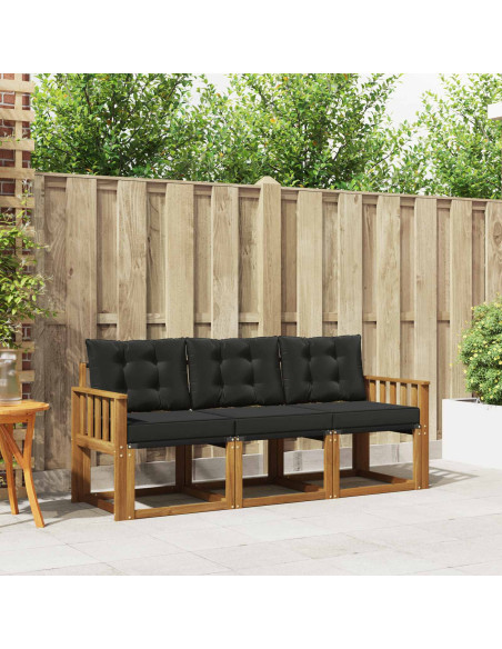 Set di divani con cuscino 3 pcs Naturale e Nero