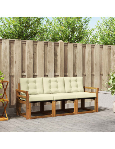 Set di divani con cuscino 3 pcs Naturale e Crema