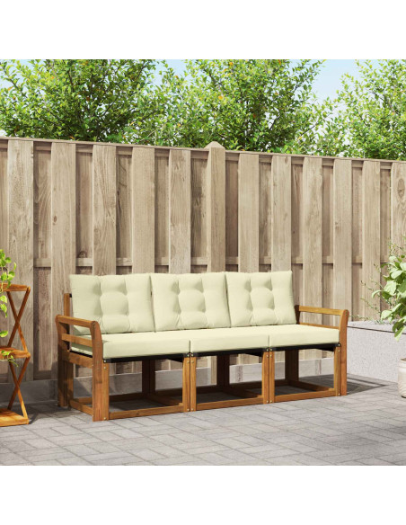 Set di divani con cuscino 3 pcs Naturale e Crema