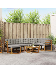 Set di divani con cuscino 8 pcs Grigio Naturale e Chiaro