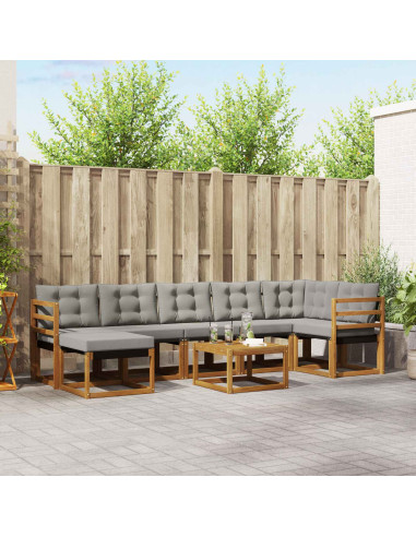 Set di divani con cuscino 8 pcs Grigio Naturale e Chiaro