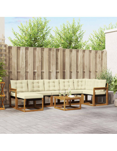 Set di divani con cuscino 8 pcs Naturale e Crema