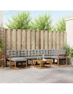 Set di divani con cuscino 8 pcs Grigio Naturale e Chiaro