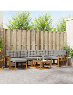 Set di divani con cuscino 8 pcs Grigio Naturale e Chiaro