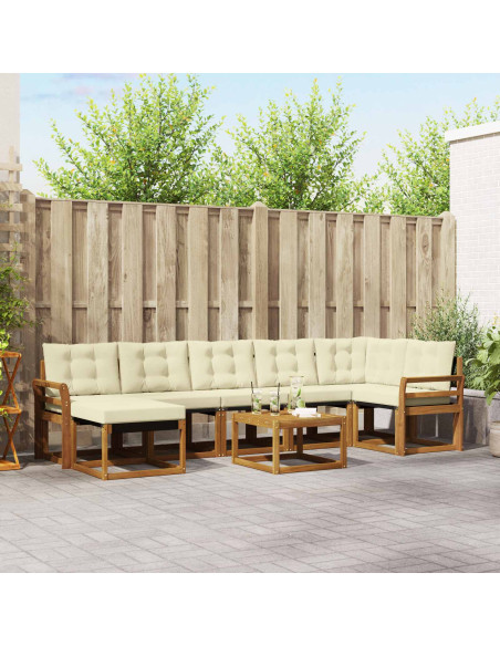 Set di divani con cuscino 8 pcs Naturale e Crema