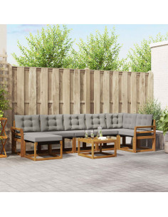 Set di divani con cuscino 8 pcs Grigio Naturale e Chiaro