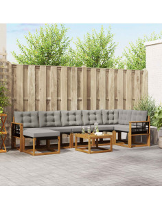 Set di divani con cuscino 8 pcs Grigio Naturale e Chiaro