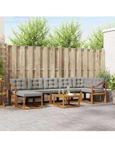 Set di divani con cuscino 8 pcs Grigio Naturale e Chiaro
