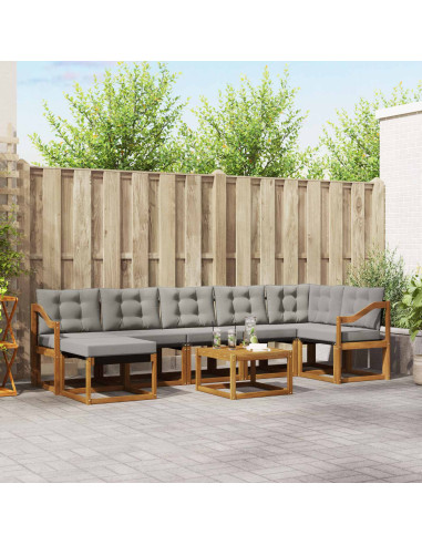 Set di divani con cuscino 8 pcs Grigio Naturale e Chiaro