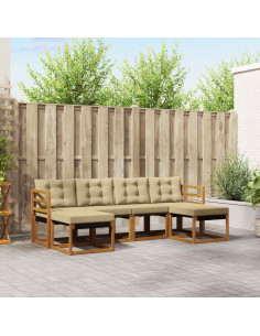 Set di divani con cuscino 6 pcs Naturale e Beige