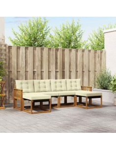 Set di divani con cuscino 6 pcs Naturale e Crema