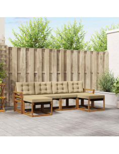 Set di divani con cuscino 6 pcs Naturale e Beige