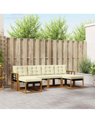 Set di divani con cuscino 6 pcs Naturale e Crema
