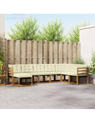 Set di divani con cuscino 8 pcs Naturale e Crema