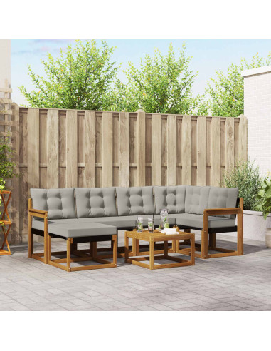 Set di divani con cuscino 7 pcs Grigio Naturale e Chiaro