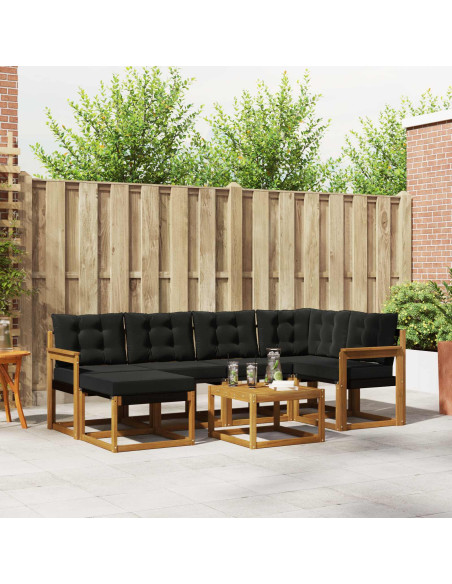 Set di divani con cuscino 7 pcs Naturale e Nero