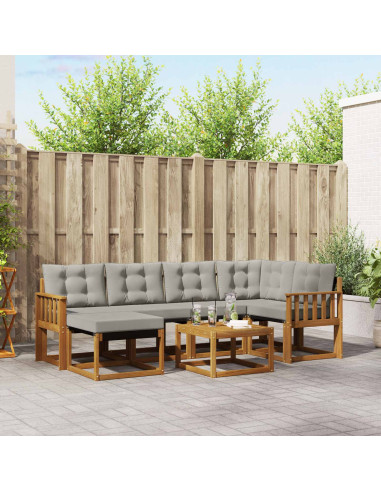 Set di divani con cuscino 7 pcs Grigio Naturale e Chiaro