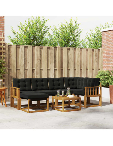 Set di divani con cuscino 7 pcs Naturale e Nero