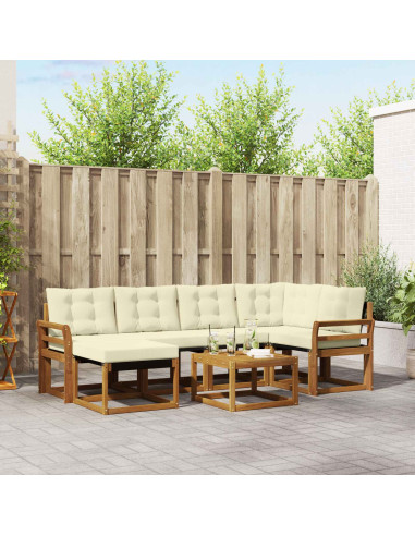 Set di divani con cuscino 7 pcs Naturale e Crema