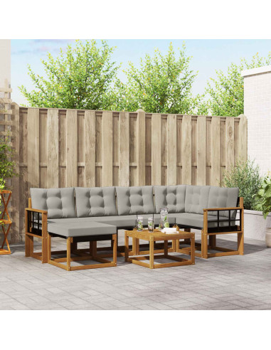 Set di divani con cuscino 7 pcs Grigio Naturale e Chiaro