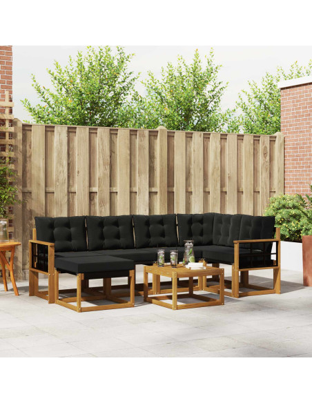 Set di divani con cuscino 7 pcs Naturale e Nero