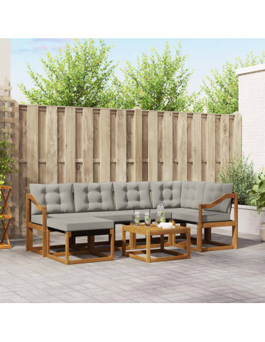 Set di divani con cuscino 7 pcs Grigio Naturale e Chiaro